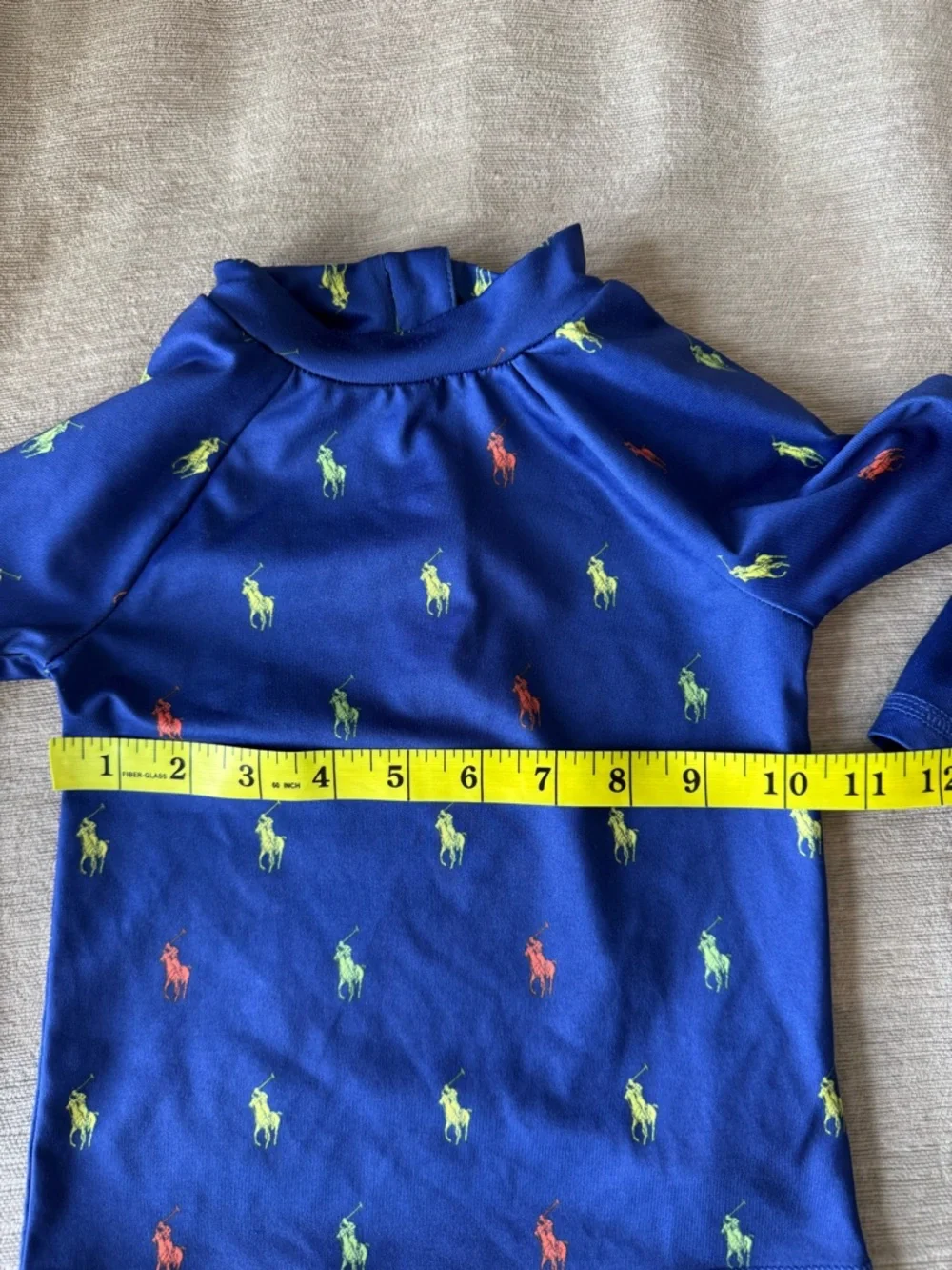 Polo Ralph Lauren Baby Boys Rash Guard 18-24M Blue Pony Print Swim Shirt